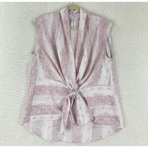 Current Air Top Womens Large‎ Pink Animal Print Sleeveless V-Neck Front Knot Tie